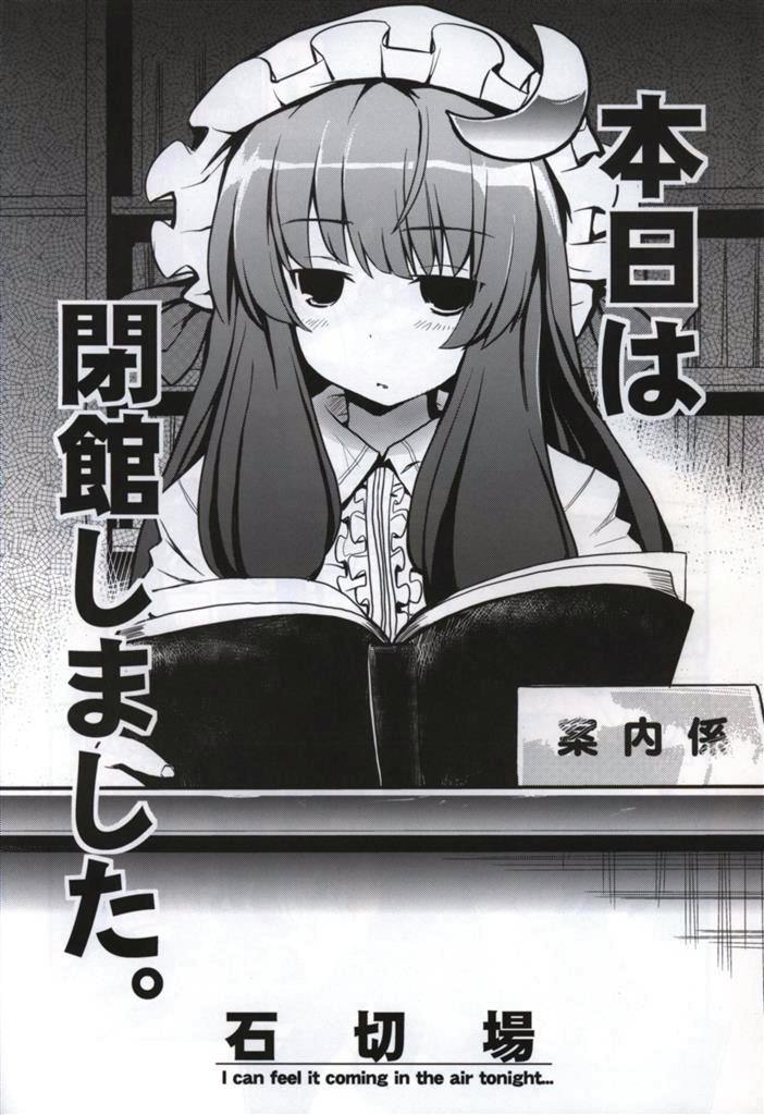 Black-and-white illustrated comic cover showing a maid-like character reading a book with the Japanese title 本日は閉館しました。 and the author name 石切場 両神了.