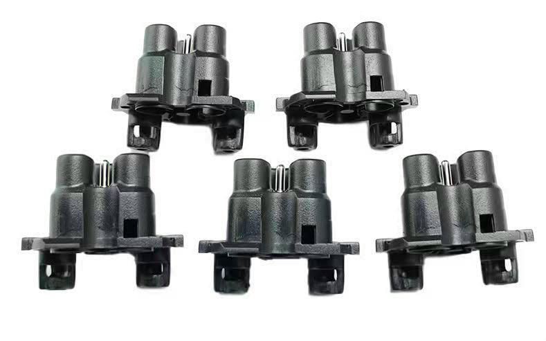 Five tri-nozzle feeding front lip parts for Marui TM SAIGA-12 GBB series displayed on a white background.