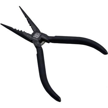 Black J-CRAFT 99 long-nose pliers with serrated jaws and black handles on a white background.
