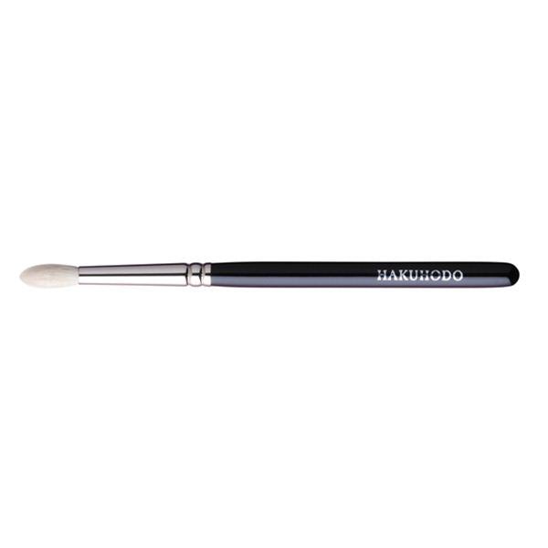 J146 eyeshadow round makeup brush with a black handle and white rounded bristles on a white background.