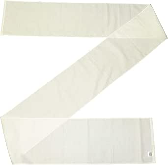 White loincloth/obi laid flat showing its full length and ends.