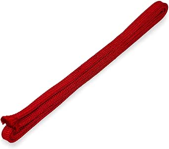 Red braided silk obi binding cord (decorative kimono belt) displayed on a white background.