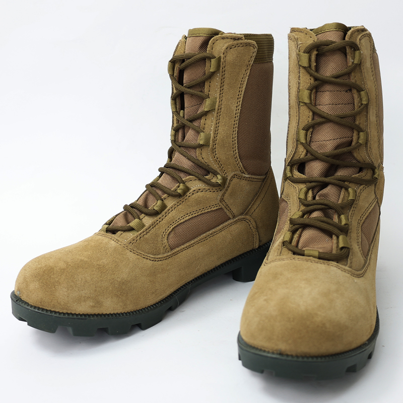 Pair of coyote brown leather mid-length boots shown from the front and slightly to the side.
