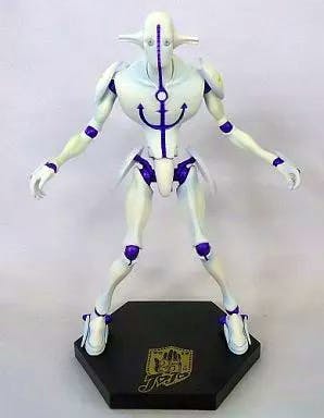 Rear view of the Soft & Wet figure (Lawson limited color ver.) in white and purple standing on a black display base.