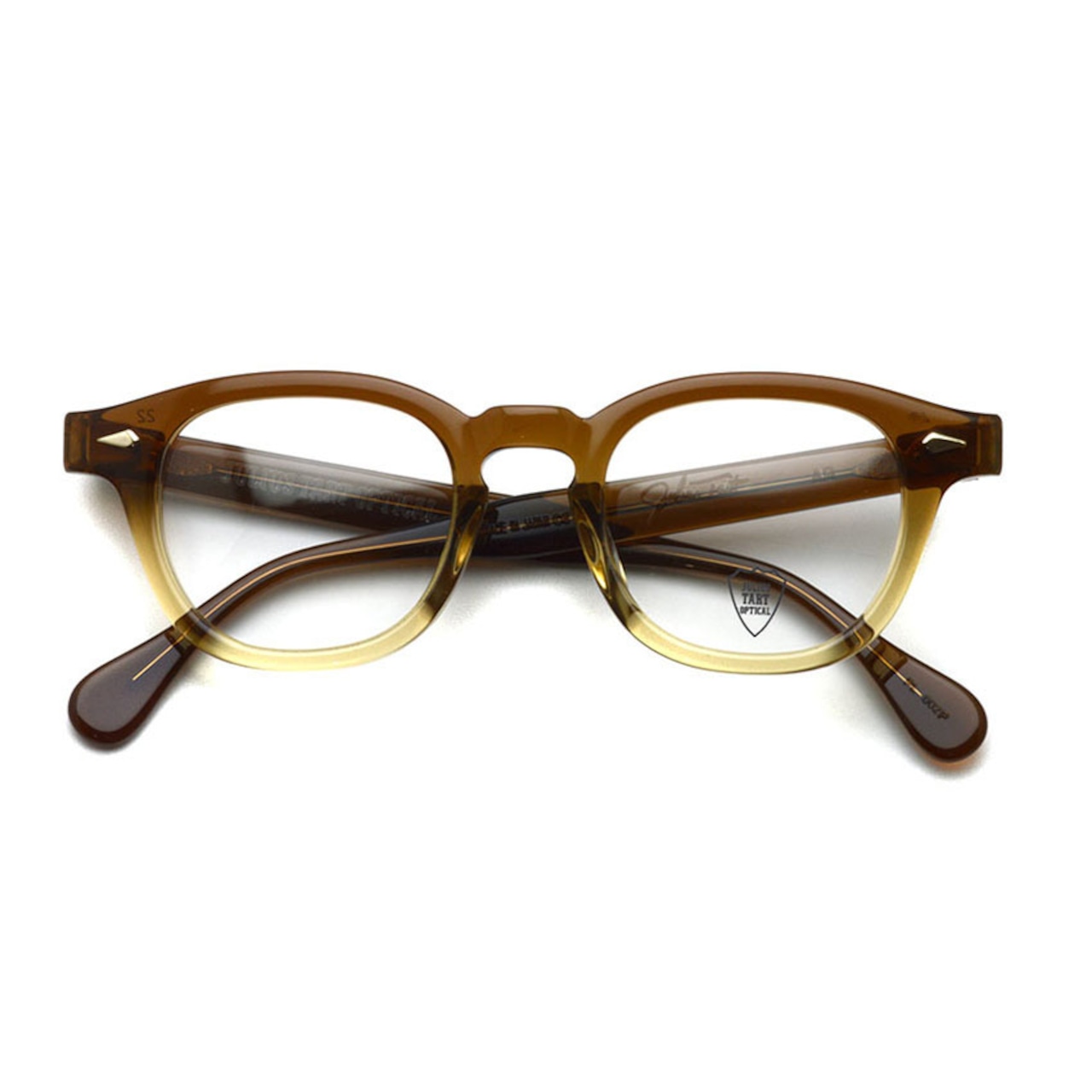 Front view of the JULIUS TART OPTICAL AR brown gradient eyeglass frame (frame only).