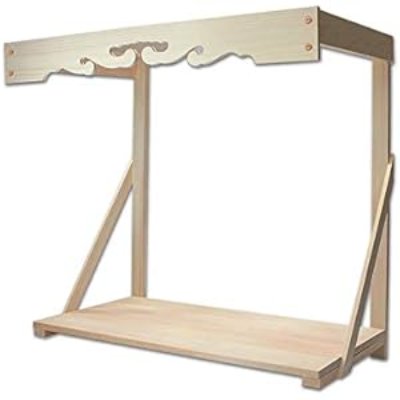 Wooden Kamidananosato Shinto shelf with decorative cloud-shaped top plate (medium No.4).