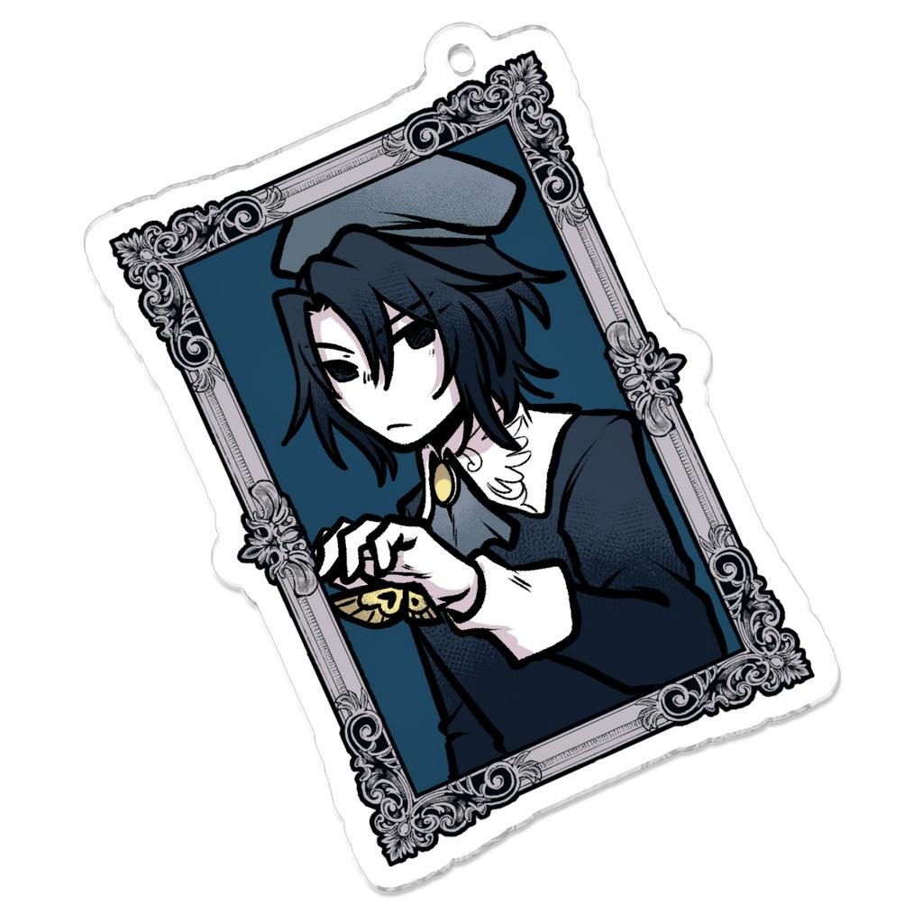 A clear photo of the Kanon portrait acrylic charm showing the framed character illustration and the charm's attachment hole.