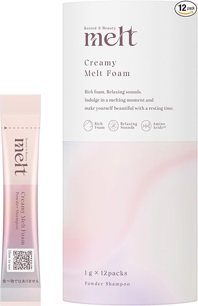 Front view of the Melt Creamy Melt Foam 12-pack box with a single 1g sachet displayed beside it.