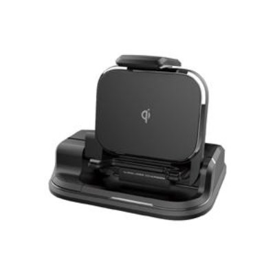 Front view of the Kashimura KW-35 wireless car phone holder and charging cradle on a white background.