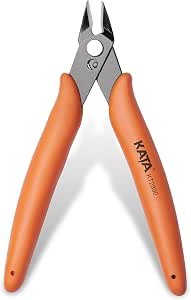 KATA Mini Flash Cutter 5" micro wire cutter with orange handles and metal cutting jaws shown on a white background.