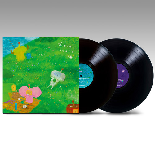 Vinyl record product display showing the album jacket of 『塊魂』オリジナルサウンドトラック and two black vinyl discs.