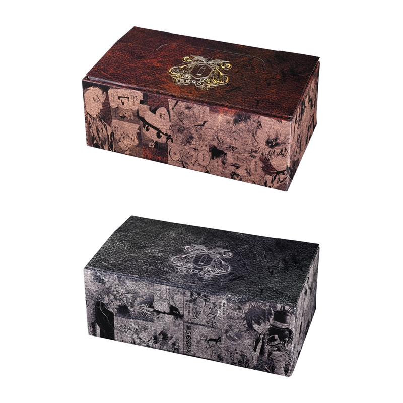 Two rectangular Jump Comics storage boxes with printed character illustrations shown in different color schemes.
