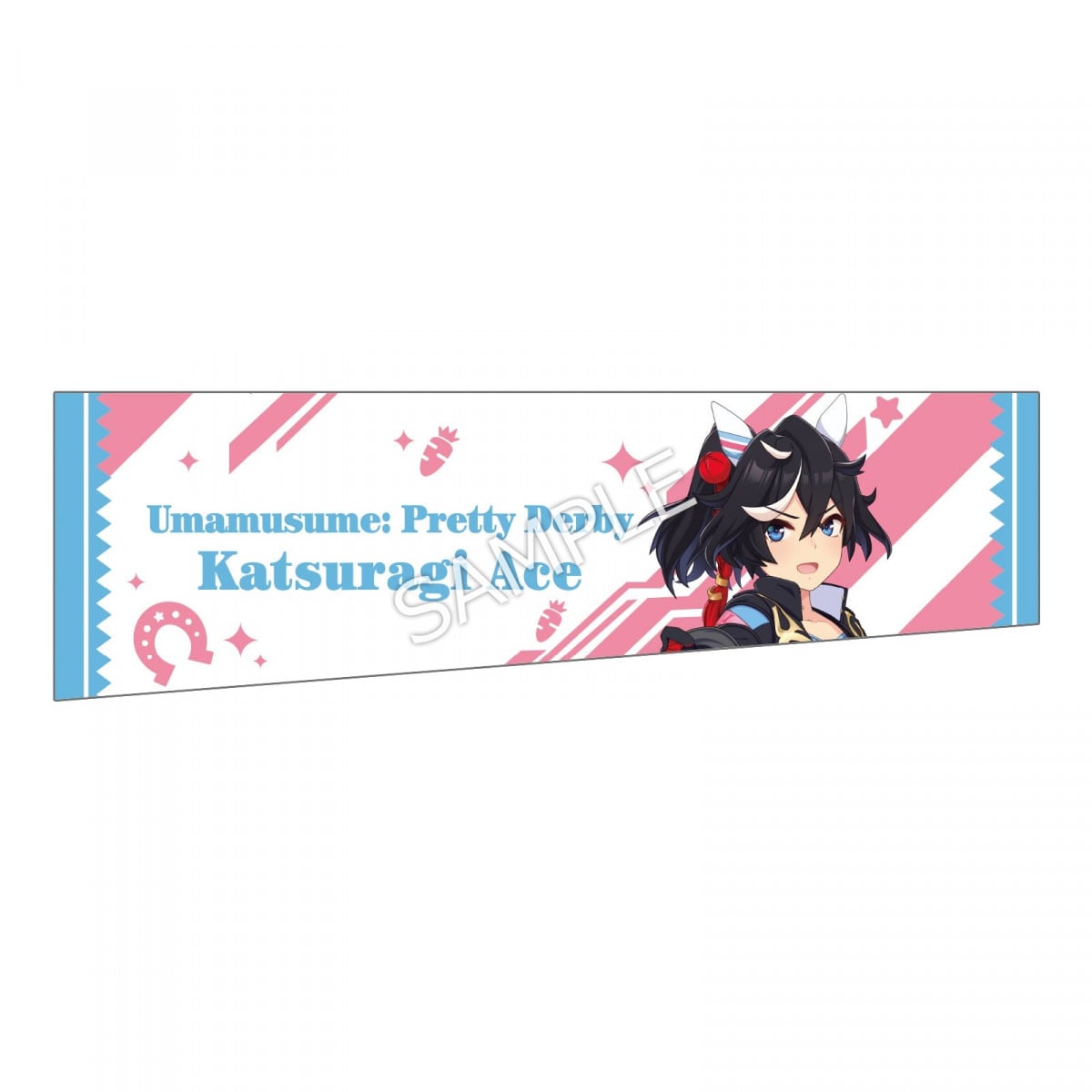 Illustrated arm cover showing the character Katsuragi Ace on a blue and pink striped design with title text.