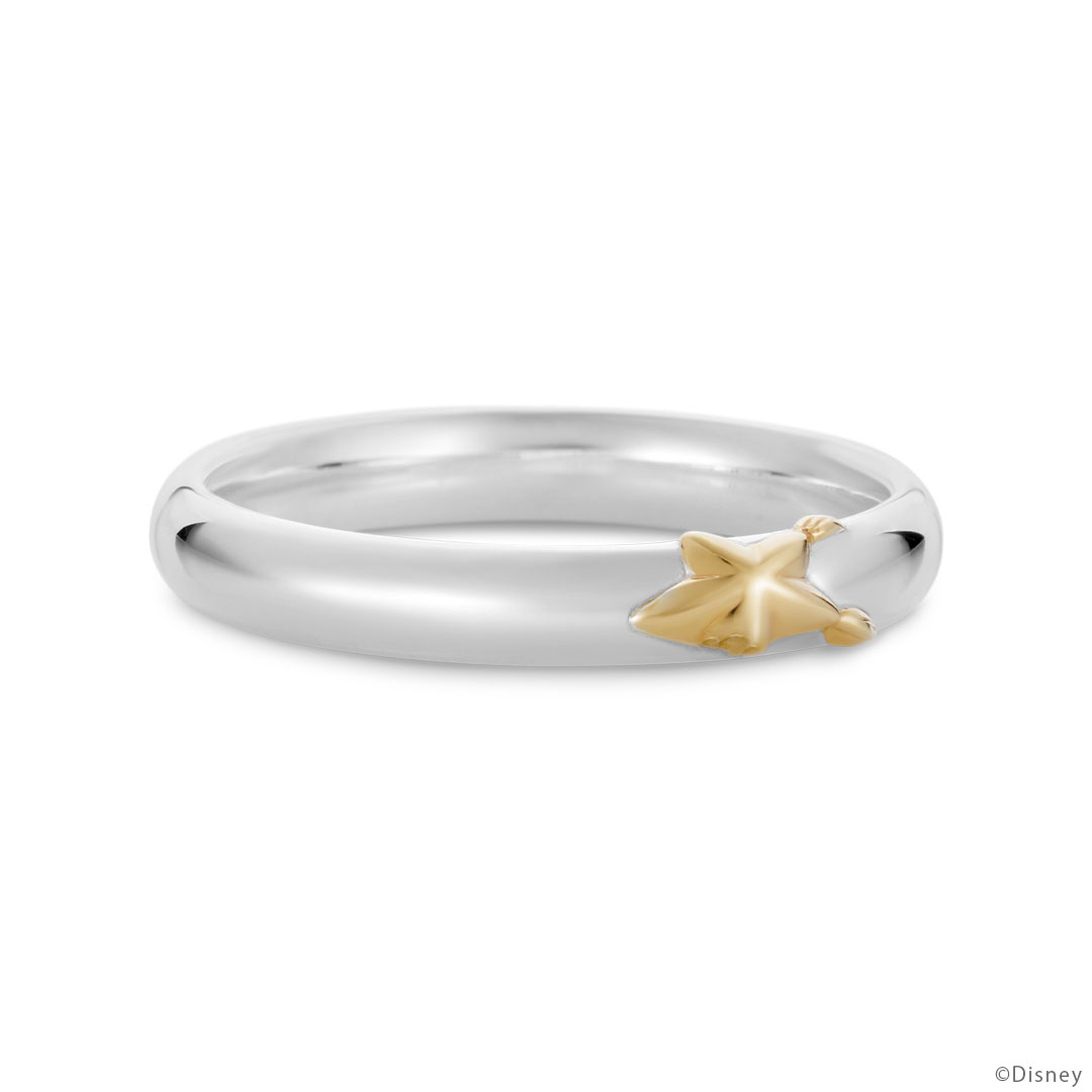 A platinum ring band with a small K18 yellow gold Paopu fruit accent.