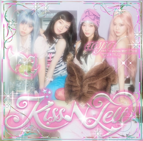 Album cover art for KISS N TELL (Poster Ver.) showing four group members posing with the stylized "Kiss N Tell" logo.