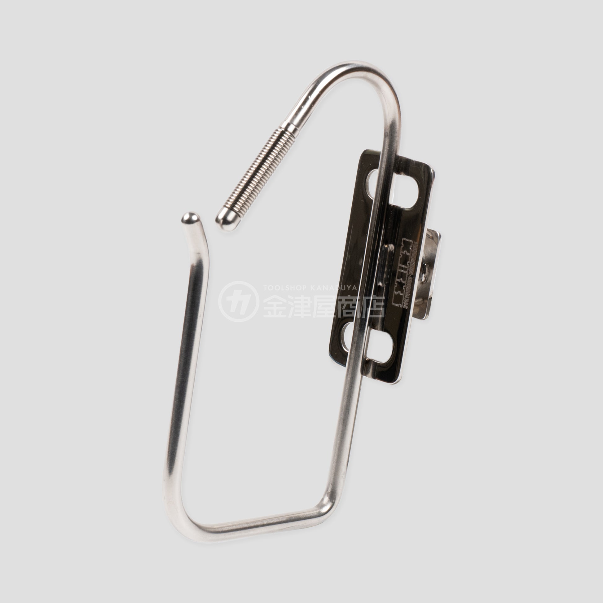 Stainless-steel detachable tape hook (door hook) photographed on a light background.