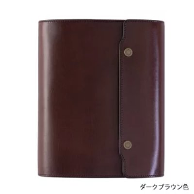 Dark brown cow leather KNOX "オーセン" system planner cover shown closed on a white background.