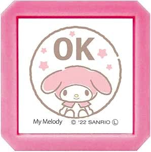 Pink square stamp face showing the My Melody character inside a circle with the text "OK".