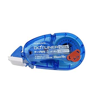 Blue translucent Kokuyo Dot Liner Wide tape refill/dispenser shown on a white background.