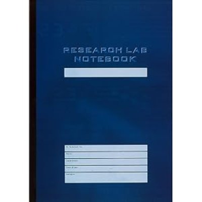 Front cover of the Kokuyo Research Lab Notebook (A4) showing the title and a blank signature label.