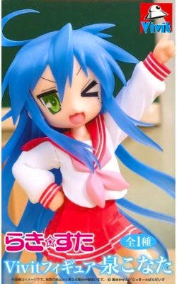 Figure of Izumi Konata from "Lucky Star" in a school uniform, winking with one arm raised.