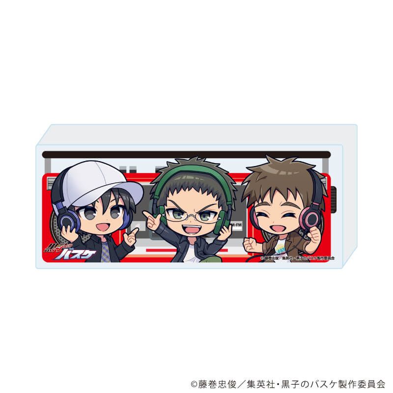 Illustration intended for the plastic collection bottle showing three mini chibi characters from "Kuroko's Basketball" in hip-hop style.