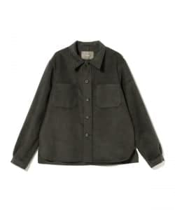 Front view of the men's cotton-silk flannel double-pocket casual shirt laid flat on a white background.
