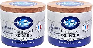 Two labeled jars of Laverinee Fleur de Cell table salt shown side by side.
