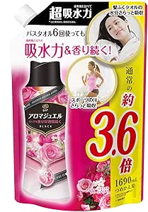 Refill pouch packaging for Lenor Happiness Aroma Jewel scented beads, Antique Rose & Floral, showing rose graphics and large-capacity labeling.