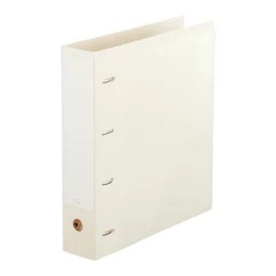 Milky-white A4-wide collection binder file with metal ring posts and a spine label area.