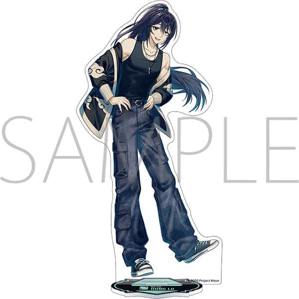 Die-cut acrylic stand showing the character ホンル from Limbus Company with its display base visible.