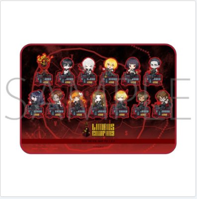Red rectangular blanket mockup showing chibi Limbus Company characters in rows and a Limbus Company logo.
