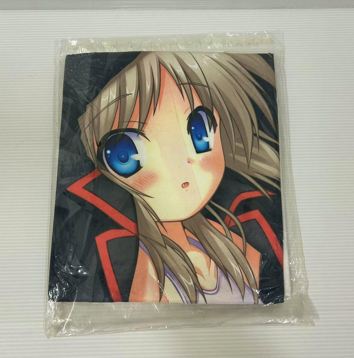 Folded B2 tapestry in plastic packaging showing a printed anime character's face and upper torso.