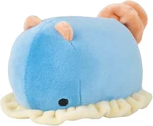 Blue Marshmallow Aquamie sea slug plush toy with a small black eye and cream ruffled underside on a white background.