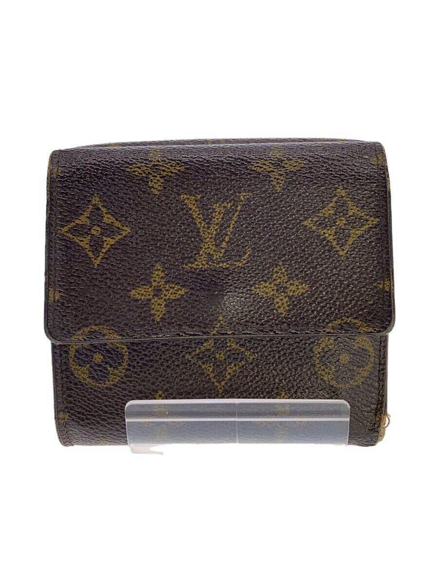 Front view of a brown Louis Vuitton monogram Agenda PM wallet displayed on a clear stand.