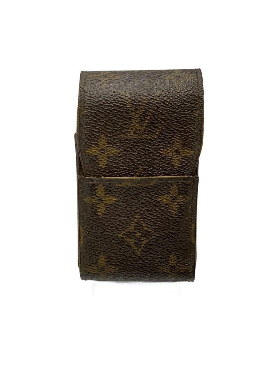 Front view of the Louis Vuitton monogram canvas cigarette case with a flap closure.