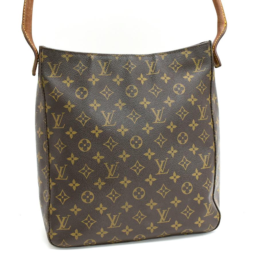 Front view of the Louis Vuitton Looping GM M51145 monogram brown canvas shoulder bag.