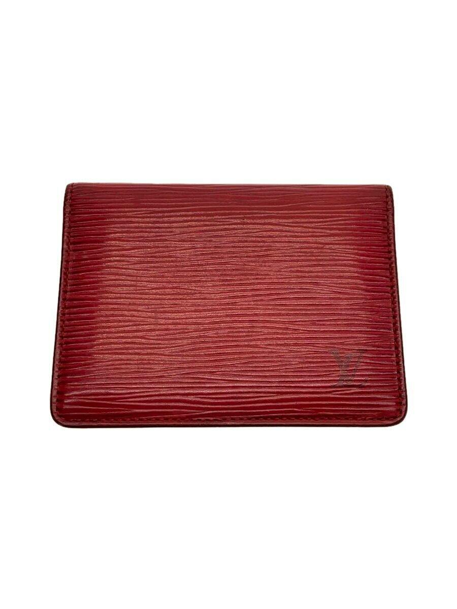 Red Epi leather vertical two-card Louis Vuitton pass case wallet front exterior on a white background.