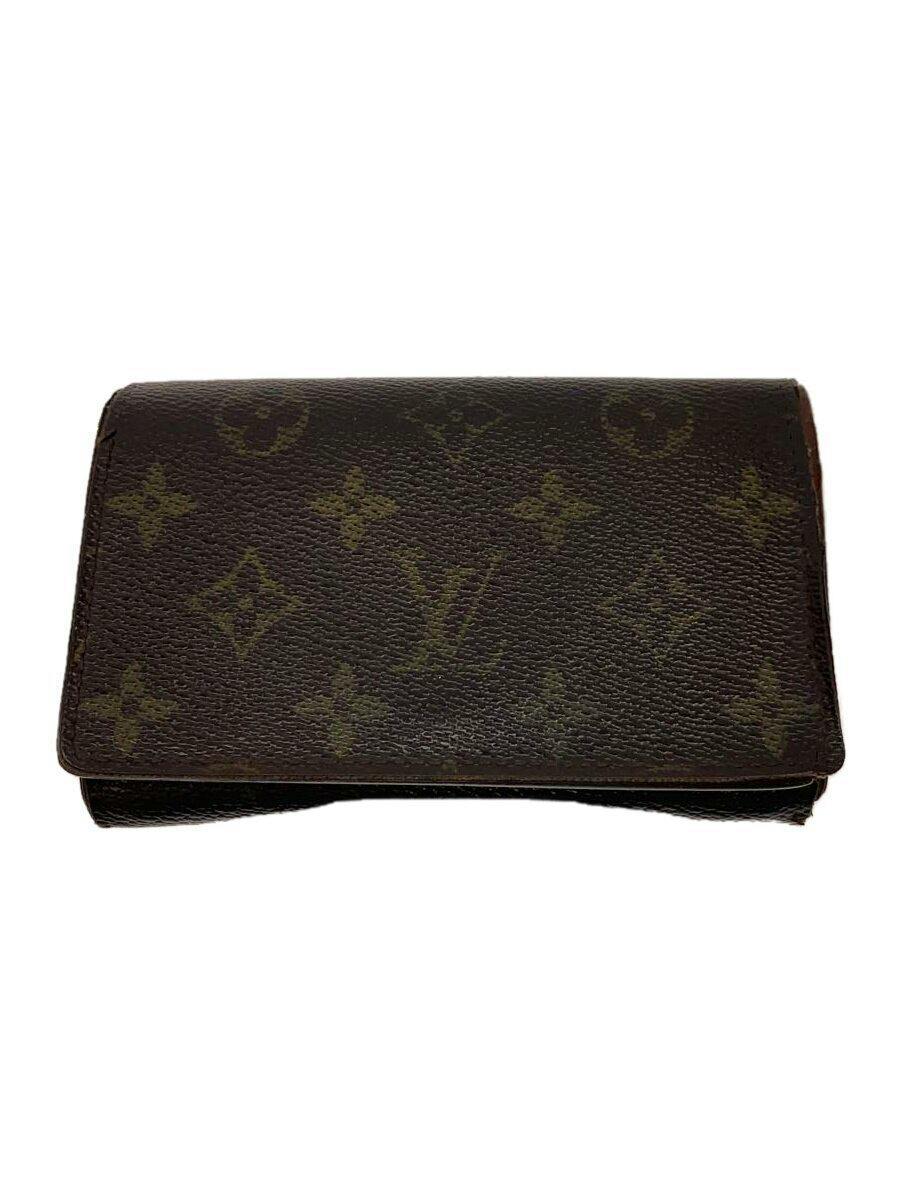 Front exterior of a brown Louis Vuitton monogram canvas wallet shown on a white background.