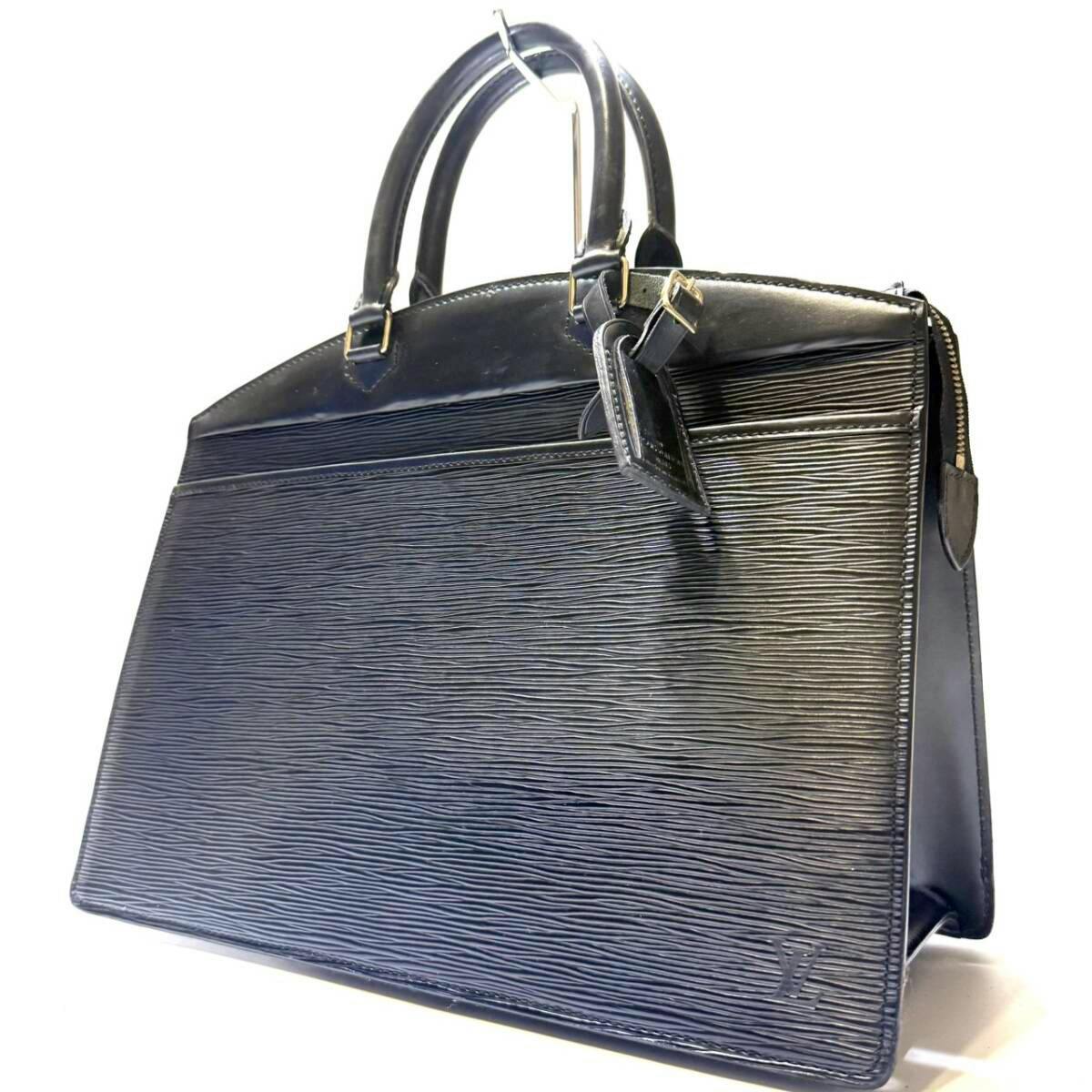 Black LOUIS VUITTON Riviera Épi leather tote handbag shown angled on a white background.
