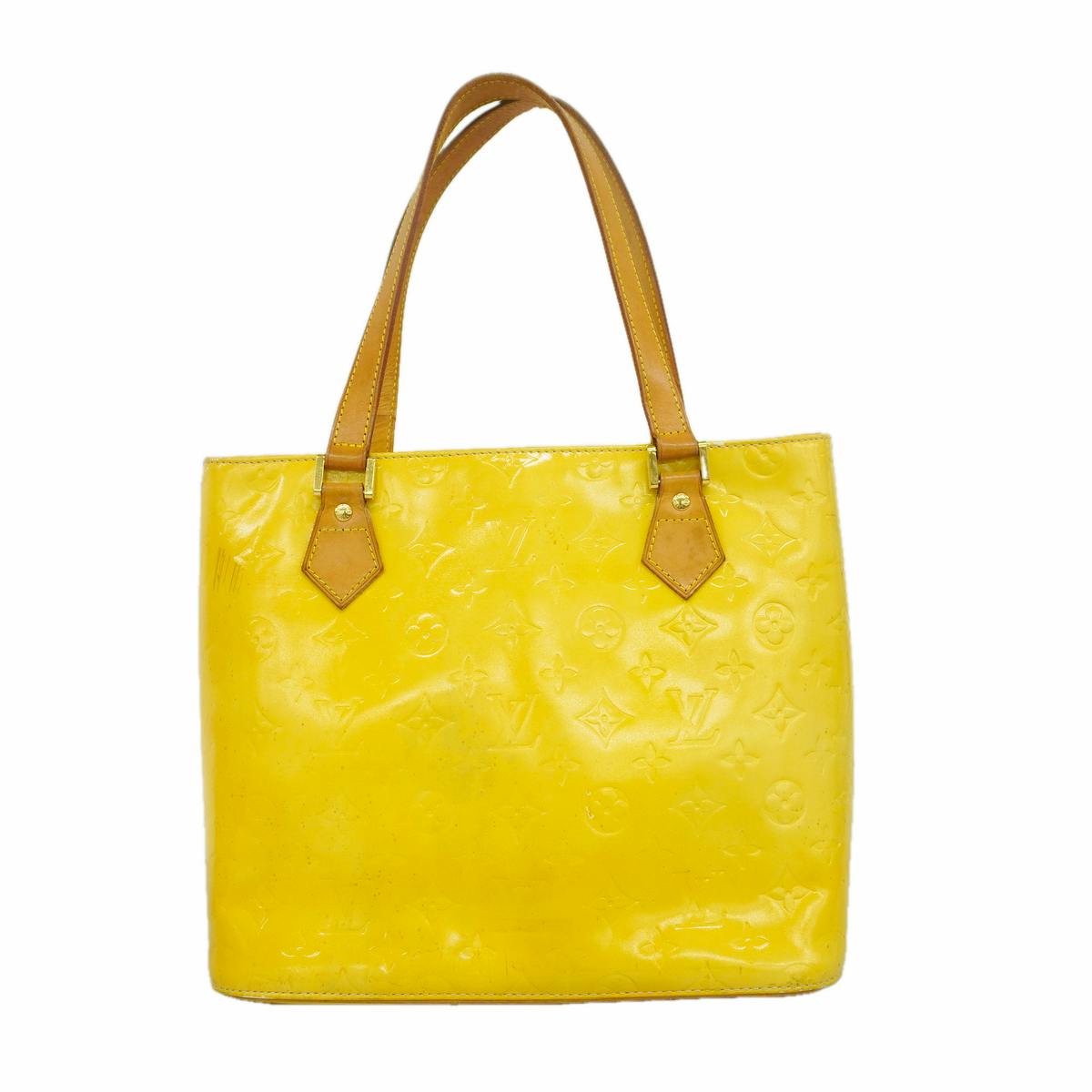 Front view of the Louis Vuitton Vernis Houston tote bag with shoulder straps on a white background.