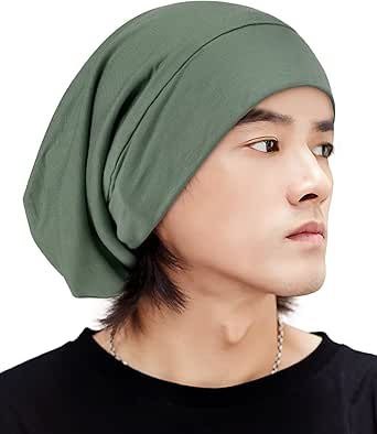 Model wearing the LULUSILK night cap in green, shown from the right-profile view.