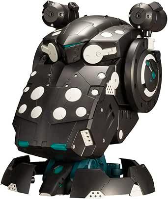Front view of the M.S.G Modeling Support Goods Gigantic Arms Order Rider plastic model showing the black/gray armored mech with white circular markings and teal accents on a plain background.
