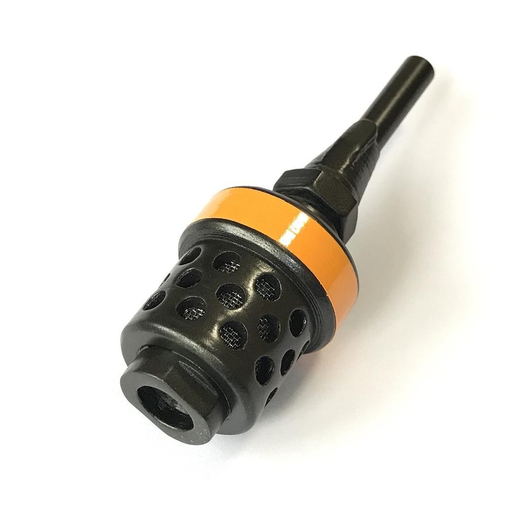 A plastic blank-firing adapter (M2) for a Tokyo Marui Type 89 rifle, showing a perforated cylindrical muzzle with an orange ring on a white background.