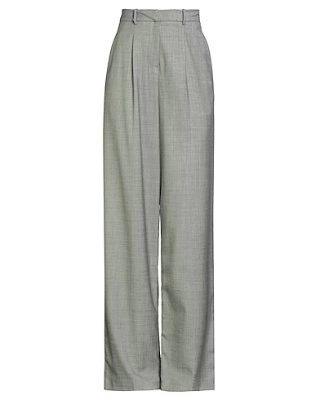 Front view of Magda Butrym wool pants in gray on a white background.