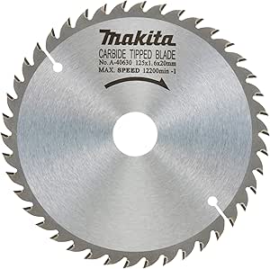 Front view of the Makita A-40630 circular saw blade (5-inch, carbide-tipped) showing its central arbor hole and 42 cutting teeth.