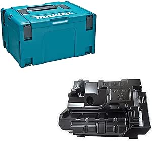 Teal Makita-compatible Macpack Type (3) plastic case shown with the black bottom inner tray.
