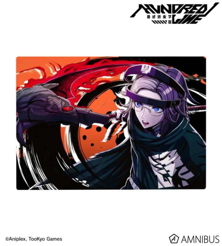 Front view of the 蒼月衛人 B6 metal art panel showing the illustrated character with glasses and a headband against a red-and-black swirl background.