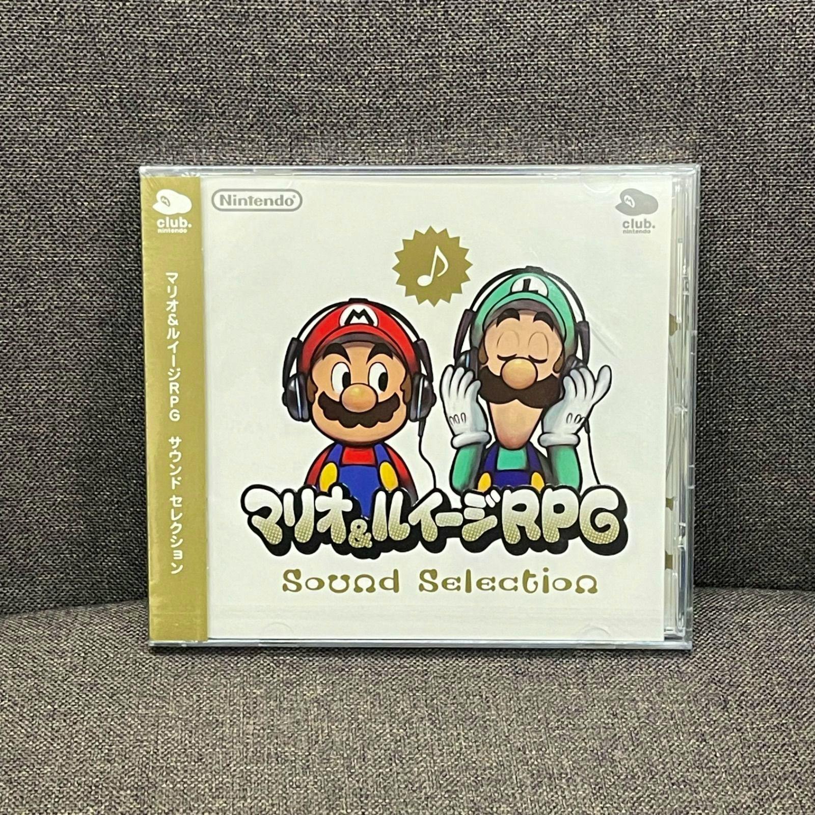 Sealed CD front cover of the Mario & Luigi RPG Sound Selection soundtrack showing Mario and Luigi artwork and the Club Nintendo logo.
