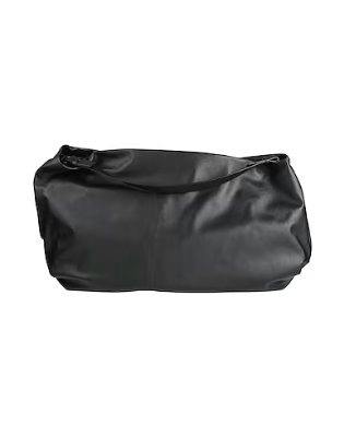 Front view of a black cow leather Marsell shoulder bag on a white background.
